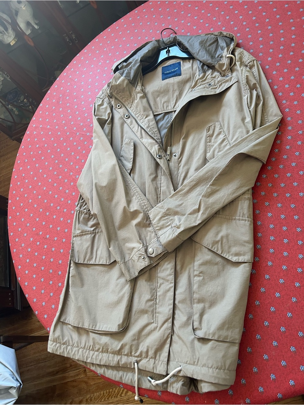Coach Khaki Utility Jacket with Hood not lined. See Measurements.